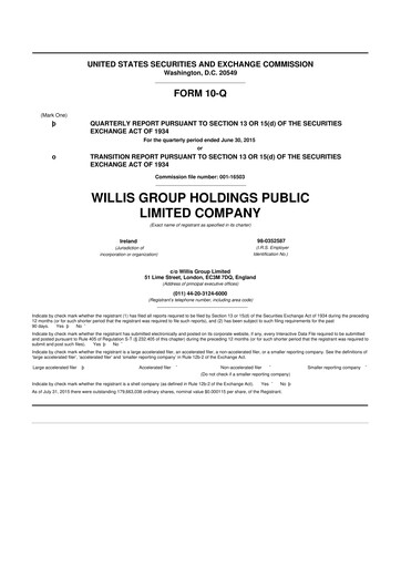 Thumbnail Willis Towers Watson  10-Q Quarterly Report FY2015 