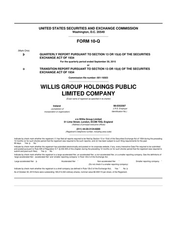 Thumbnail Willis Towers Watson  10-Q Quarterly Report FY2015 