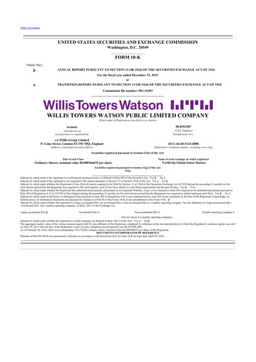 Thumbnail Willis Towers Watson  10-K Annual Report 2015