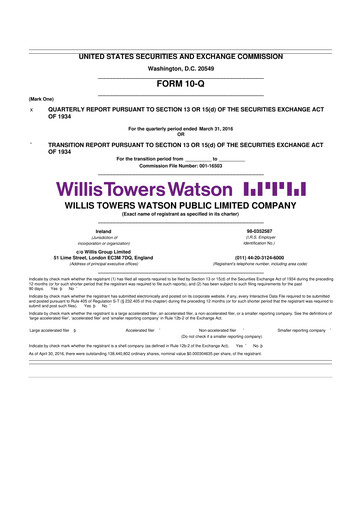 Thumbnail Willis Towers Watson  10-Q Quarterly Report FY2016 