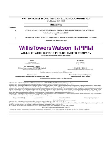 Thumbnail Willis Towers Watson  10-K Annual Report 2016