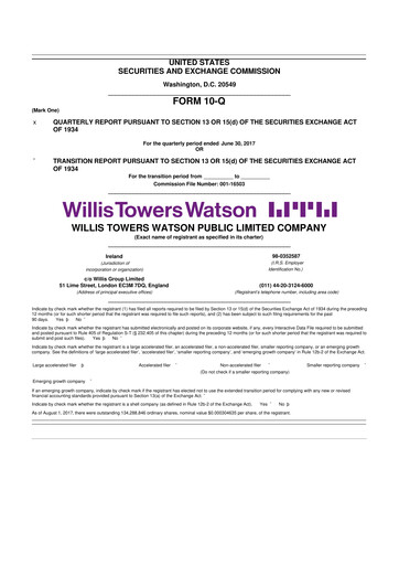 Thumbnail Willis Towers Watson  10-Q Quarterly Report FY2017 