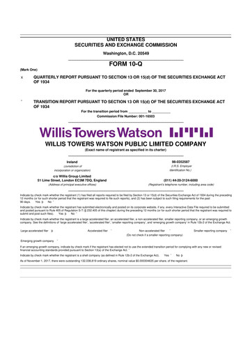 Thumbnail Willis Towers Watson  10-Q Quarterly Report FY2017 