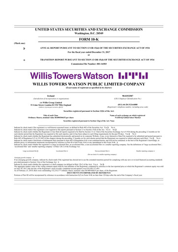 Thumbnail Willis Towers Watson  10-K Annual Report 2017