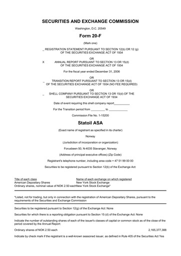 Thumbnail Equinor 20-F Annual Report 