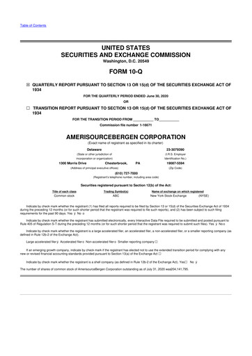 Thumbnail Cencora 10-Q Quarterly Report FY2020 