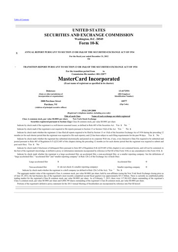 Thumbnail Mastercard 10-K Annual Report 2012