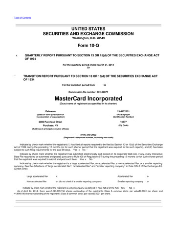 Thumbnail Mastercard 10-Q Quarterly Report FY2014 