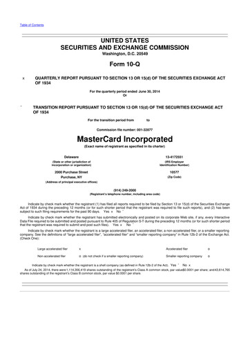 Thumbnail Mastercard 10-Q Quarterly Report FY2014 