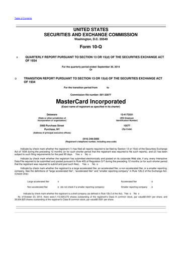 Thumbnail Mastercard 10-Q Quarterly Report FY2014 