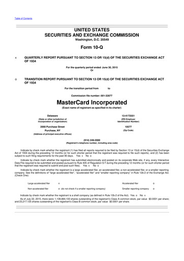 Thumbnail Mastercard 10-Q Quarterly Report FY2015 