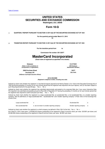 Thumbnail Mastercard 10-Q Quarterly Report FY2016 
