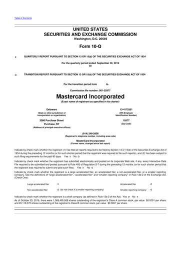 Thumbnail Mastercard 10-Q Quarterly Report FY2016 