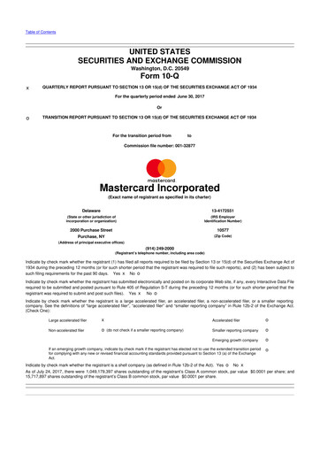 Thumbnail Mastercard 10-Q Quarterly Report FY2017 