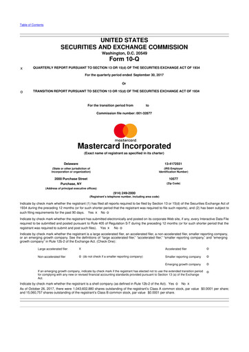 Thumbnail Mastercard 10-Q Quarterly Report FY2017 