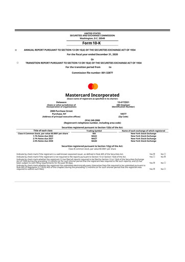 Thumbnail Mastercard 10-K Annual Report 2020