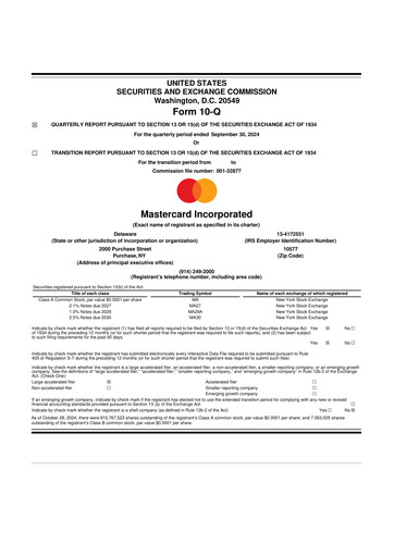 Thumbnail Mastercard 10-Q Quarterly Report FY2024 