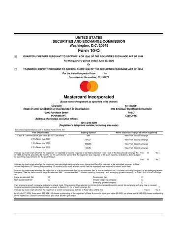 Vorschaubild Mastercard 10-Q Quartalsbericht 2026 