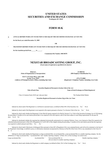 Thumbnail Nexstar Media Group
 10-K Annual Report 