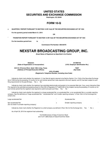 Thumbnail Nexstar Media Group
 10-Q Quarterly Report FY 
