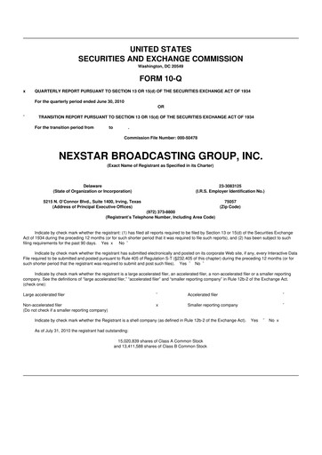 Thumbnail Nexstar Media Group
 10-Q Quarterly Report FY 
