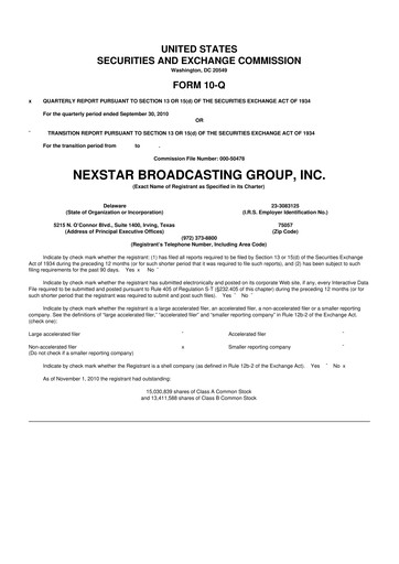 Thumbnail Nexstar Media Group
 10-Q Quarterly Report FY 