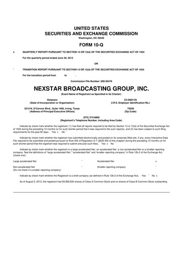 Thumbnail Nexstar Media Group
 10-Q Quarterly Report FY2013 