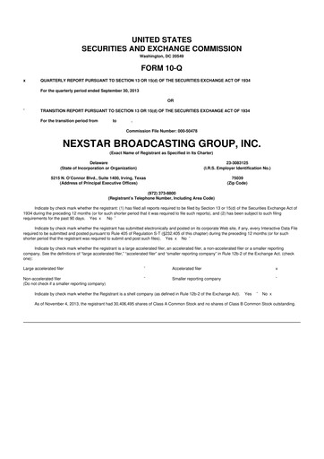 Thumbnail Nexstar Media Group
 10-Q Quarterly Report FY2013 