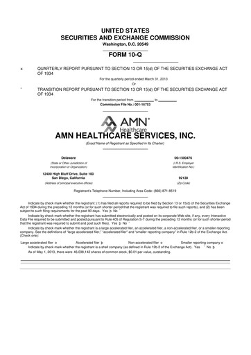 Thumbnail AMN Healthcare Services 10-Q Quarterly Report FY2013 