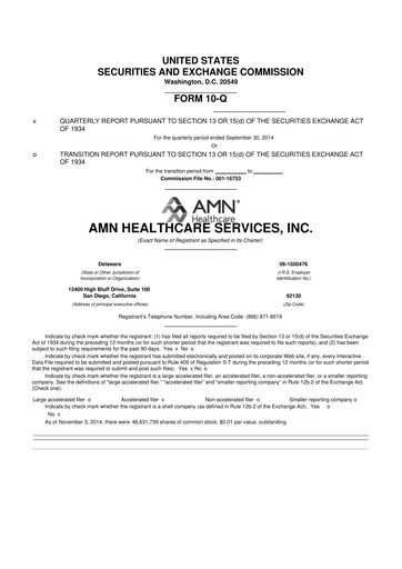 Thumbnail AMN Healthcare Services 10-Q Quarterly Report FY2014 