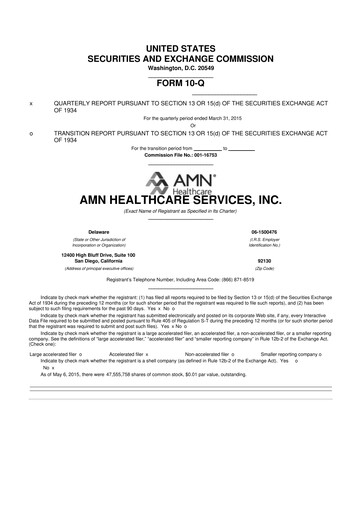 Thumbnail AMN Healthcare Services 10-Q Quarterly Report FY2015 