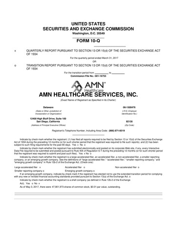 Thumbnail AMN Healthcare Services 10-Q Quarterly Report FY2017 