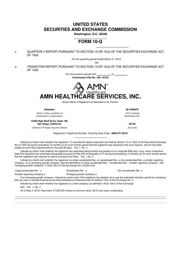 Thumbnail AMN Healthcare Services 10-Q Quarterly Report FY2018 