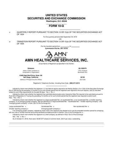 Thumbnail AMN Healthcare Services 10-Q Quarterly Report FY2018 