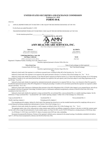 Thumbnail AMN Healthcare Services 10-K Annual Report 2018