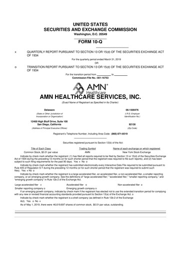 Thumbnail AMN Healthcare Services 10-Q Quarterly Report FY2019 