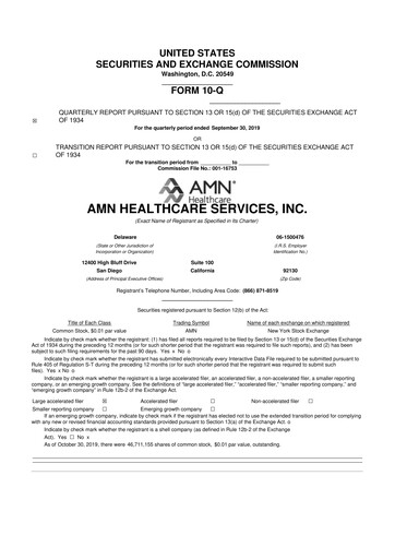 Thumbnail AMN Healthcare Services 10-Q Quarterly Report FY2019 