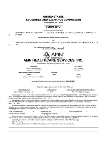 Thumbnail AMN Healthcare Services 10-Q Quarterly Report FY2020 