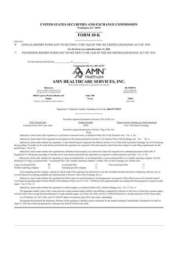 Thumbnail AMN Healthcare Services 10-K Annual Report 2020