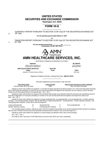 Thumbnail AMN Healthcare Services 10-Q Quarterly Report FY2021 