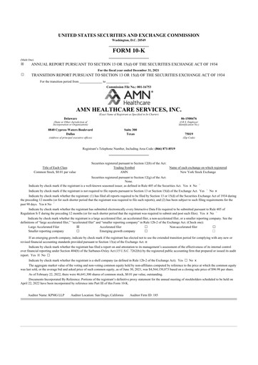 Thumbnail AMN Healthcare Services 10-K Annual Report 2021