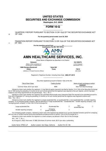 Thumbnail AMN Healthcare Services 10-Q Quarterly Report FY2023 