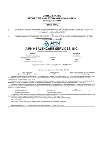 Thumbnail AMN Healthcare Services 10-Q Quarterly Report FY2025 
