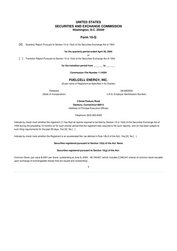 Thumbnail FuelCell Energy
 10-Q Quarterly Report FY 