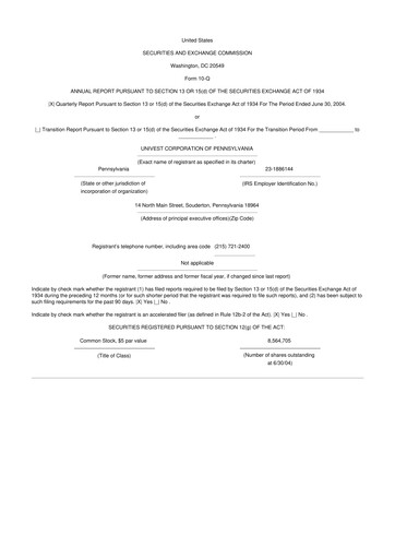 Vorschaubild Univest Financial Corporation 10-Q Quartalsbericht  