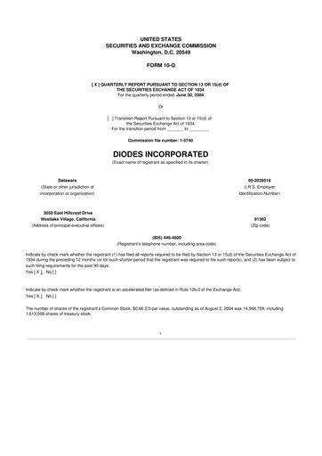 Miniature Diodes Incorporated 10-Q Rapport trimestriel  