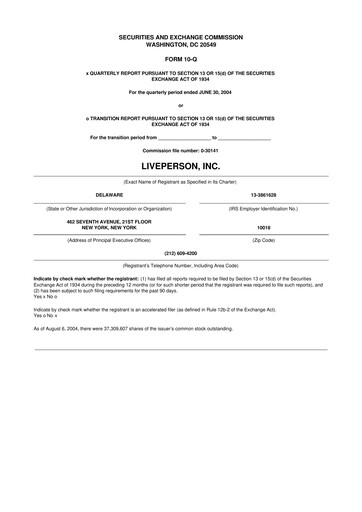 Thumbnail LivePerson 10-Q Quarterly Report FY 