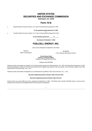 Thumbnail FuelCell Energy
 10-Q Quarterly Report FY 