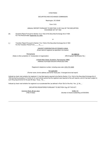 Vorschaubild Univest Financial Corporation 10-Q Quartalsbericht  