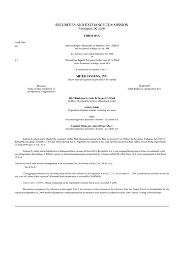 Thumbnail Mitek Systems
 10-K Annual Report 